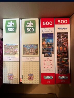 Buffalo & MasterPieces 500-Piece Jigsaw Puzzle Variety Pack - 4 boxes
